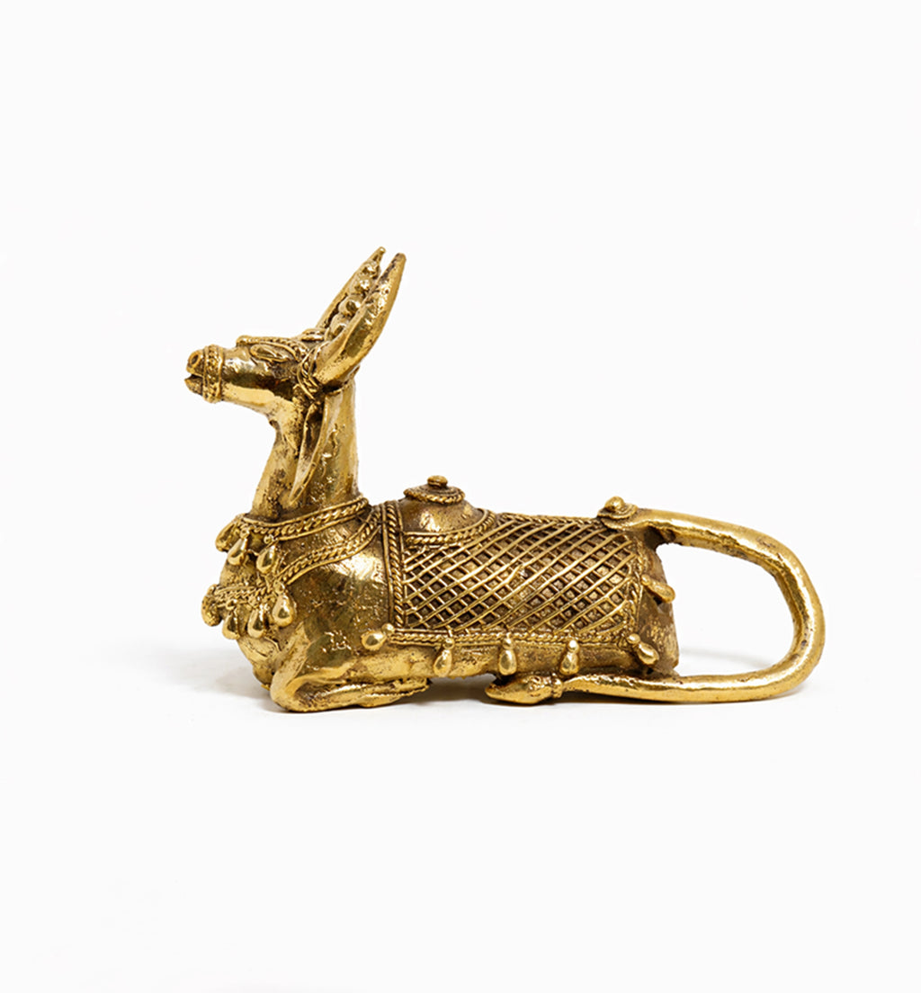 Handcrafted Bhareva Brass Nandi Showpiece