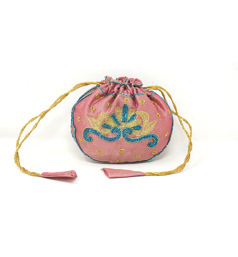 Handcrafted Zari Zardozi Embroidered Potli Bag (Small Size)