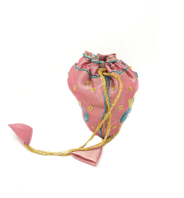 Handcrafted Zari Zardozi Embroidered Potli Bag (Small Size)