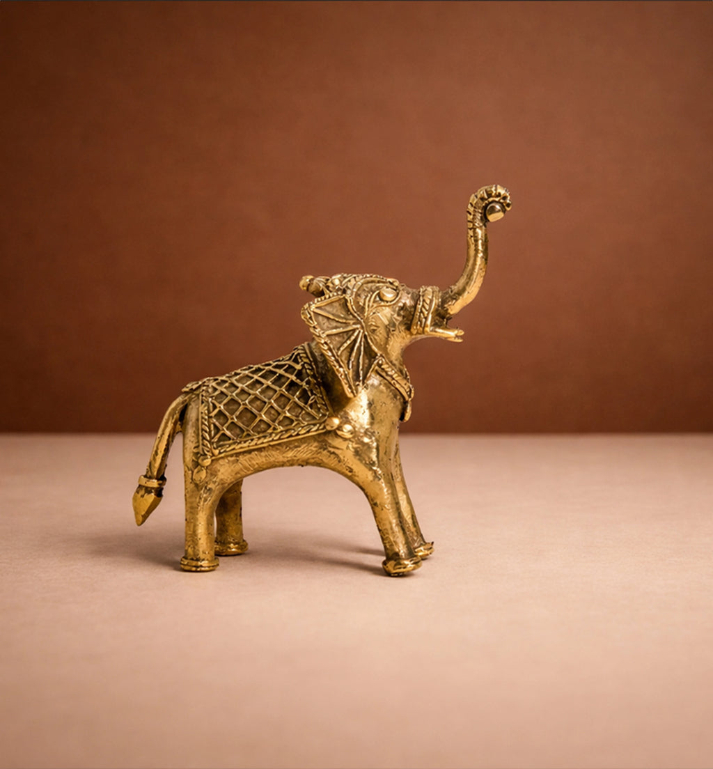Handcrafted Bhareva Brass Elephant Showpiece