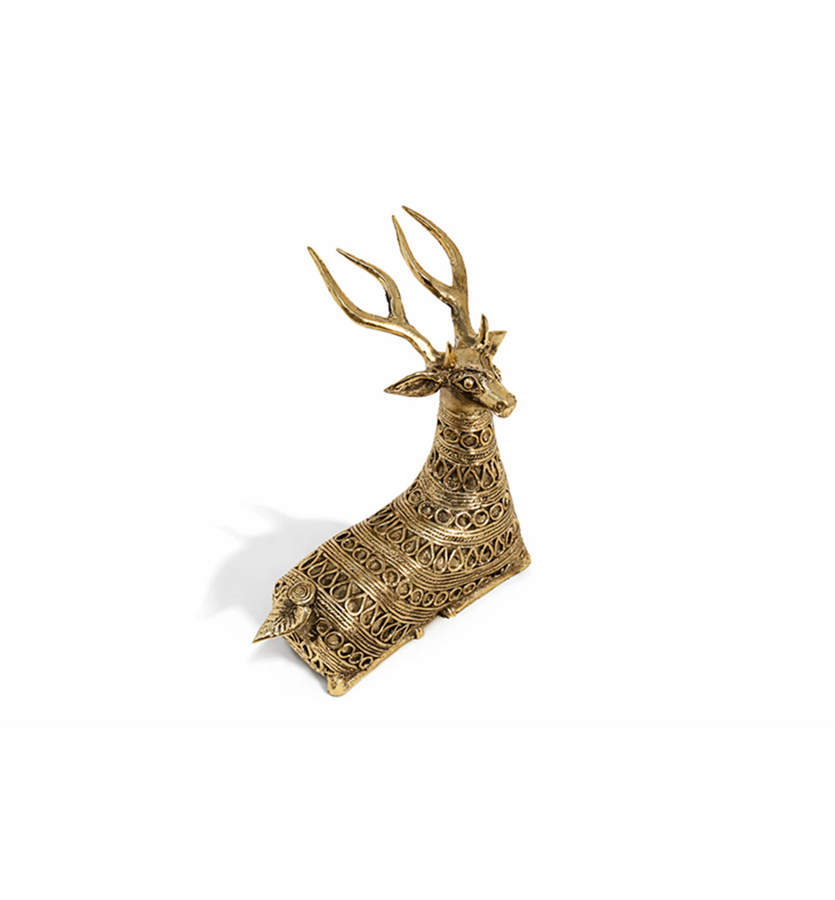 Handcrafted Bhareva Brass Tribal Deer Large Showpiece