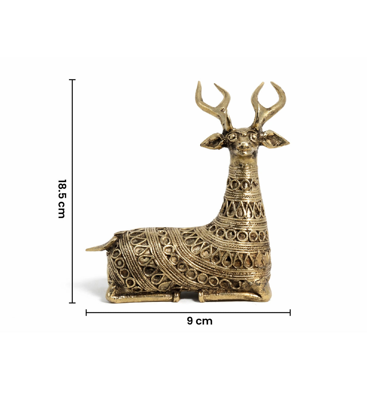 Handcrafted Bhareva Brass Tribal Deer Large Showpiece