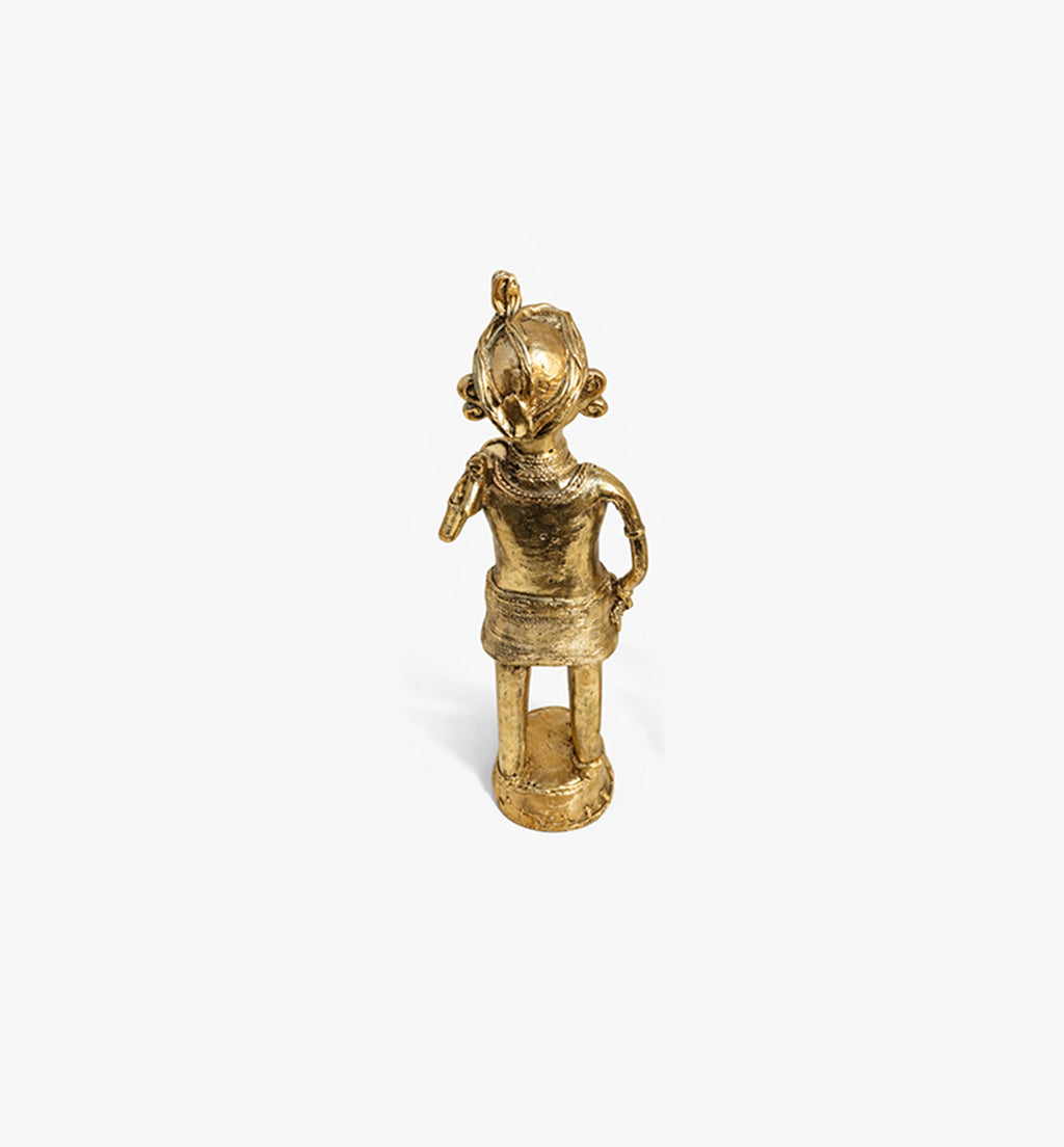 Handcrafted Bhareva Brass Tribal Man with Axe Showpiece