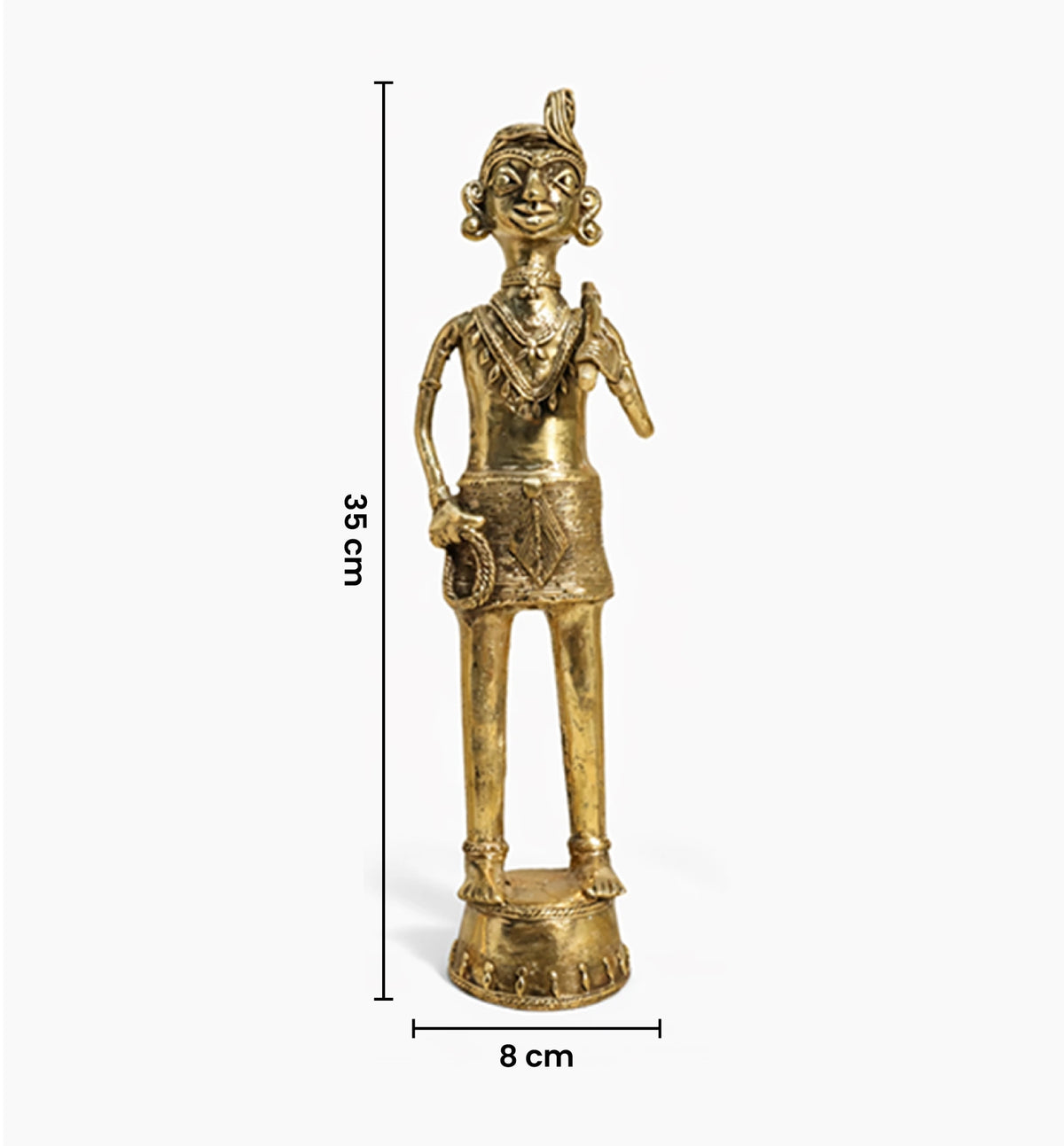 Handcrafted Bhareva Brass Tribal Man with Axe Showpiece