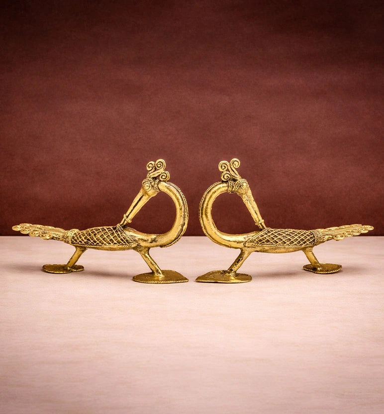 Handcrafted Bell Metal Mor Handle – Traditional Peacock Door Handle Pair