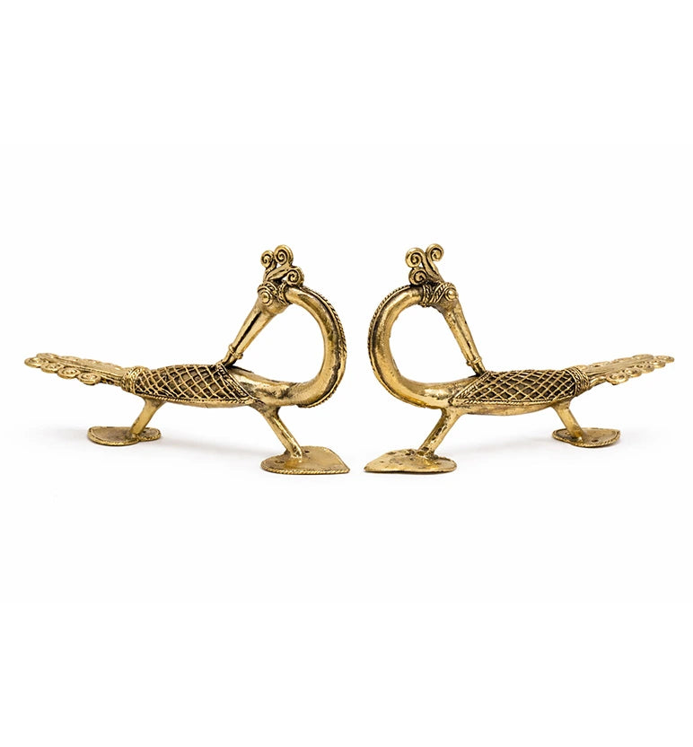 Handcrafted Bell Metal Mor Handle – Traditional Peacock Door Handle Pair