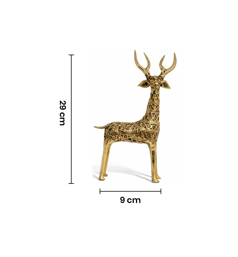 Handcrafted Brass Large Tribal Deer Showpiece
