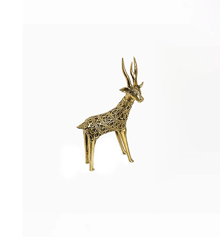 Handcrafted Brass Small Tribal Deer Showpiece