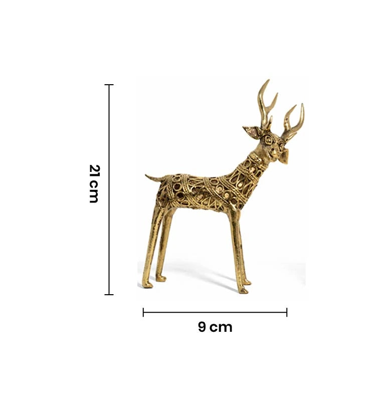Handcrafted Brass Small Tribal Deer Showpiece