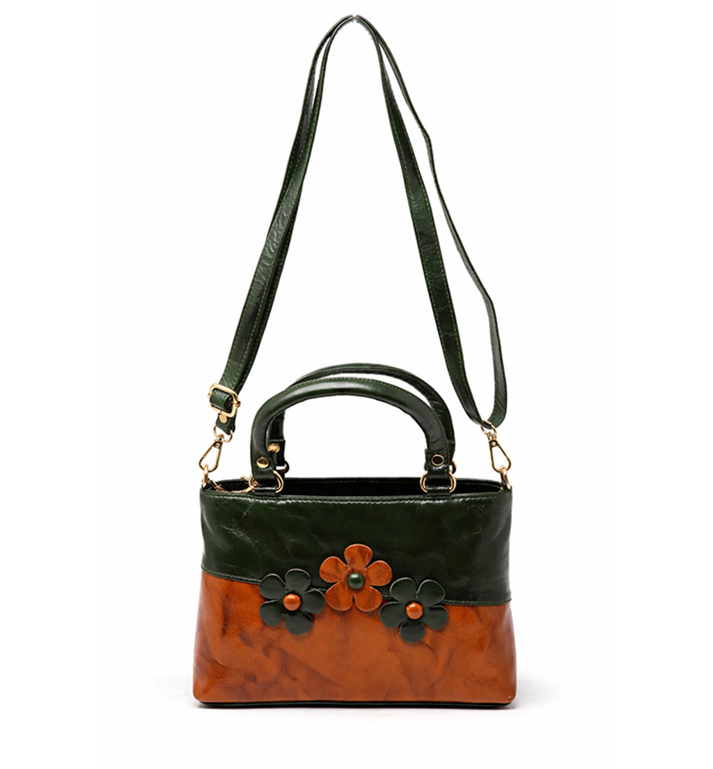 Premium Handcrafted Sheep Leather Floral Applique Handbag
