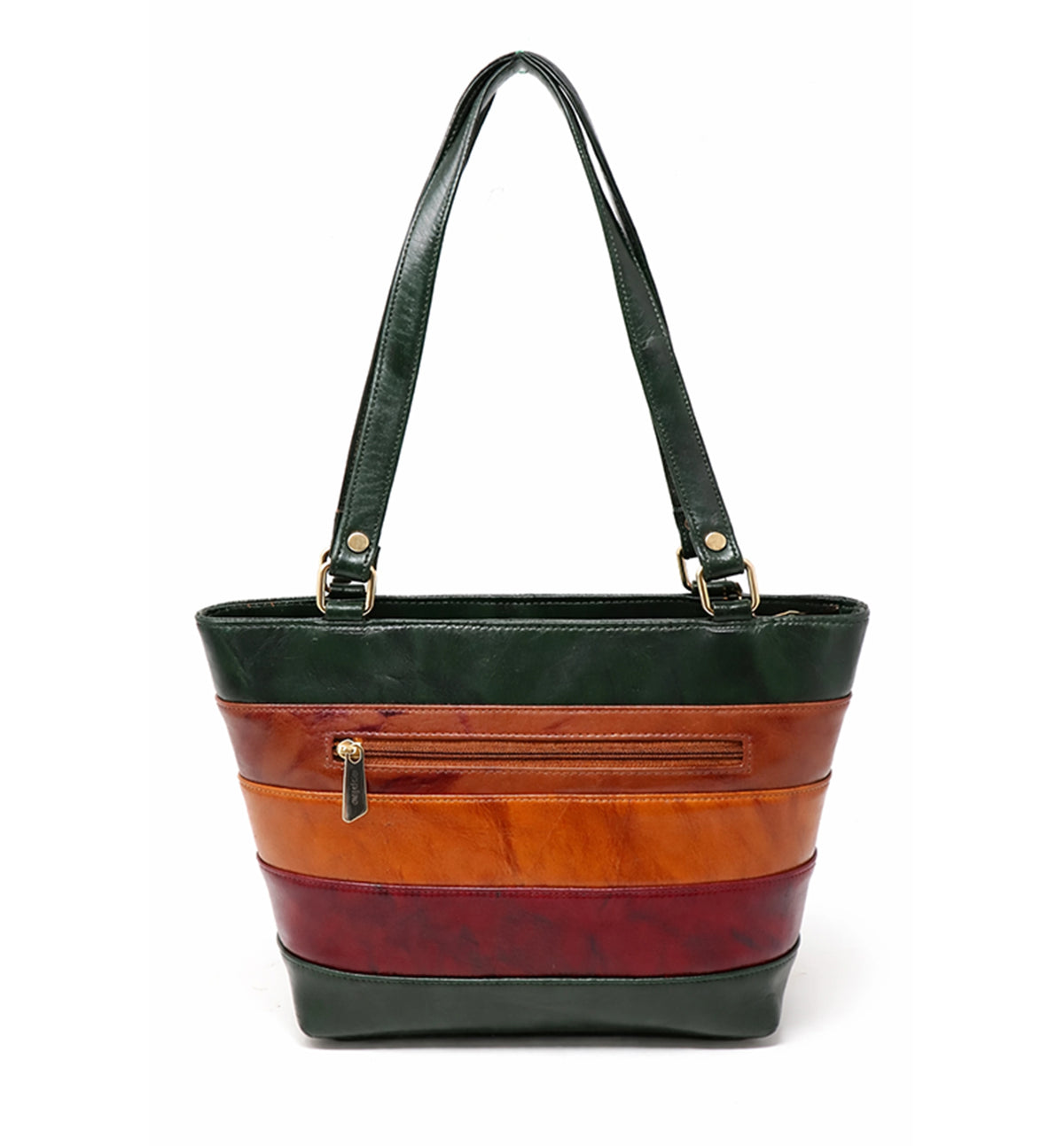 Premium Sheep Leather Color-Block Tote Bag – Multi-Tone