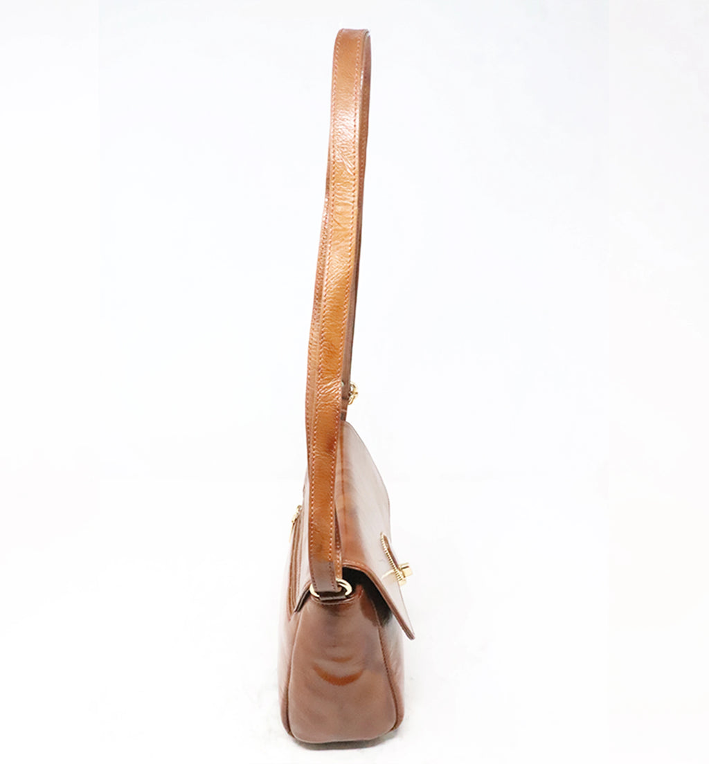 Premium Handcrafted Sheep Leather Flap Crossbody Bag – Tan Brown