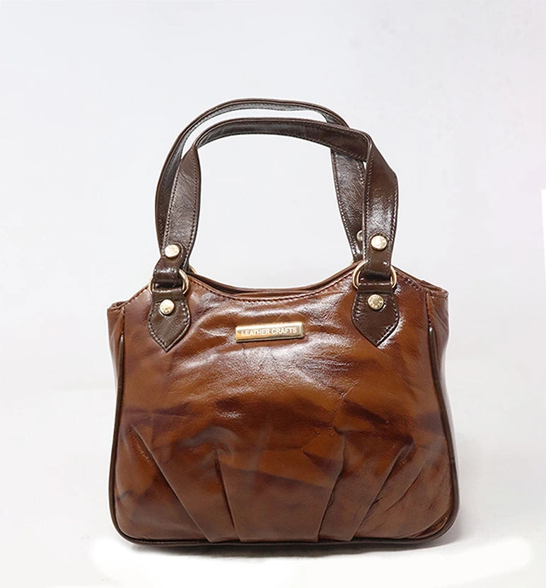 Premium Handcrafted Sheep Leather Structured Handbag – Classic Brown