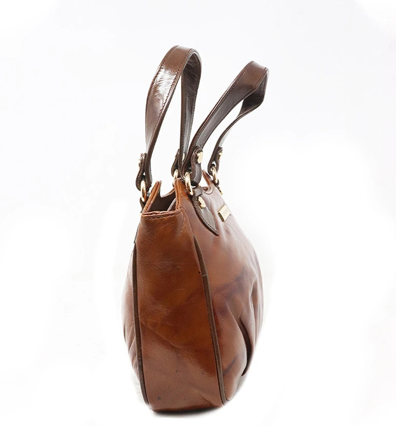 Premium Handcrafted Sheep Leather Structured Handbag – Classic Brown
