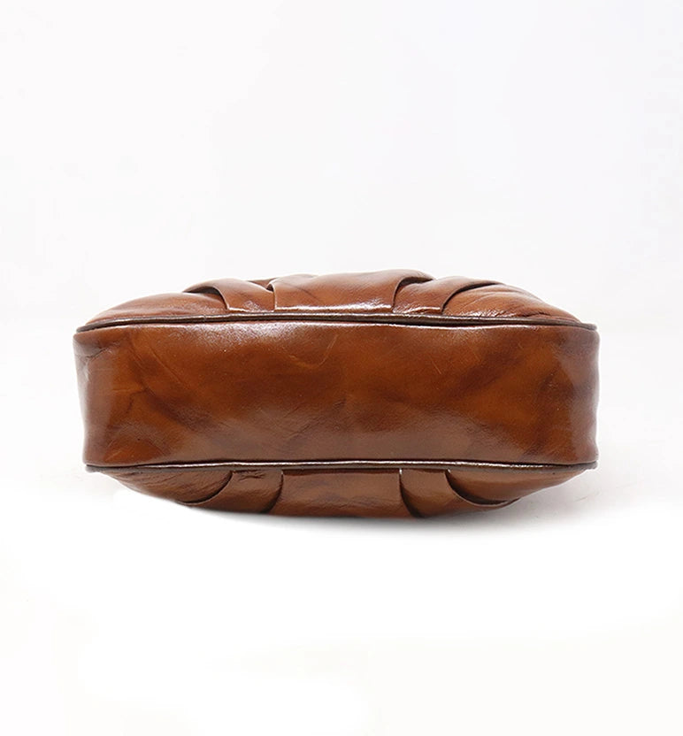 Premium Handcrafted Sheep Leather Structured Handbag – Classic Brown
