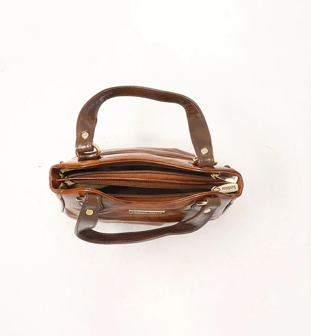 Premium Handcrafted Sheep Leather Structured Handbag – Classic Brown