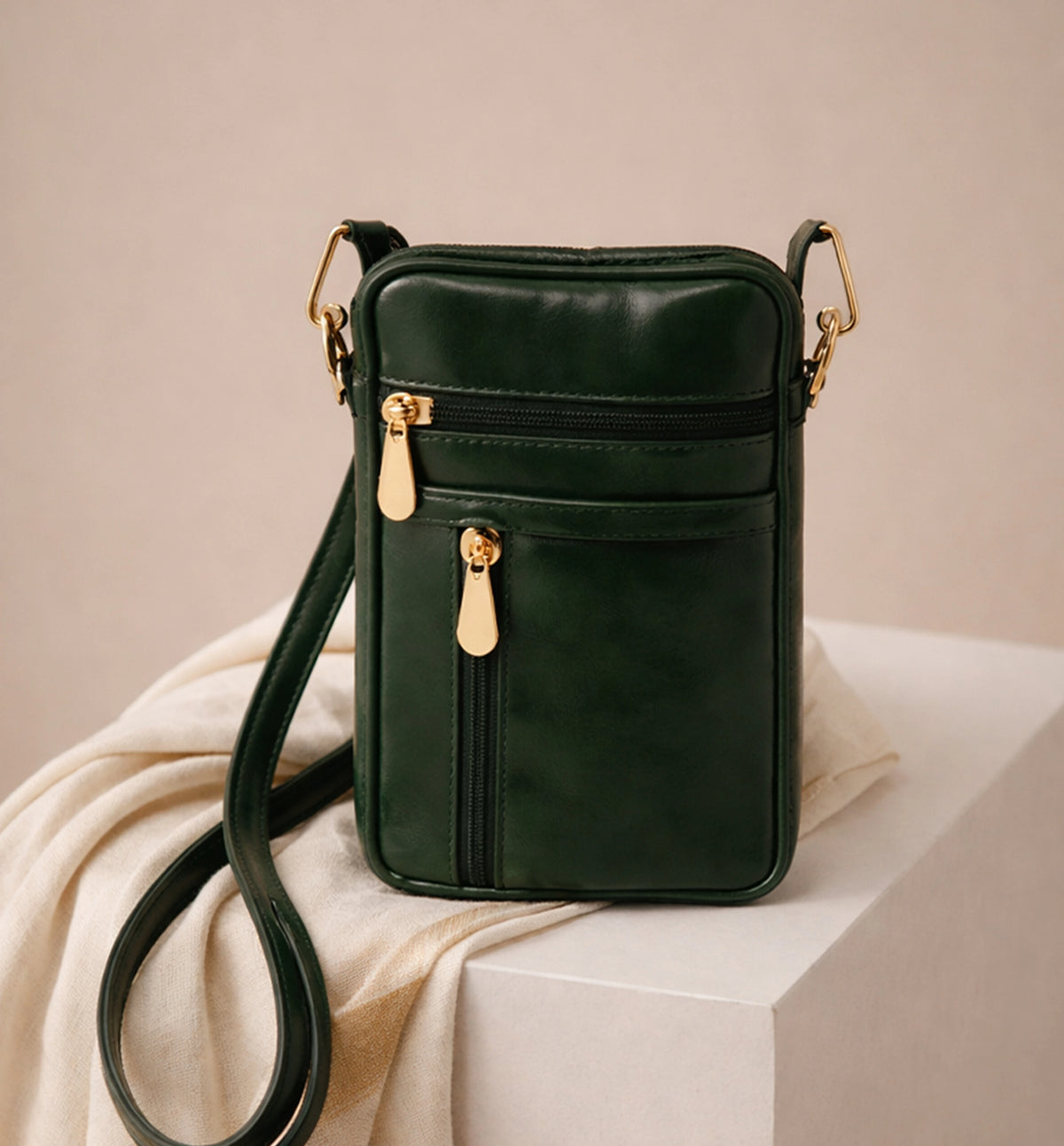 Dhani Sheep Leather Multi-Zip Mini Sling Bag
