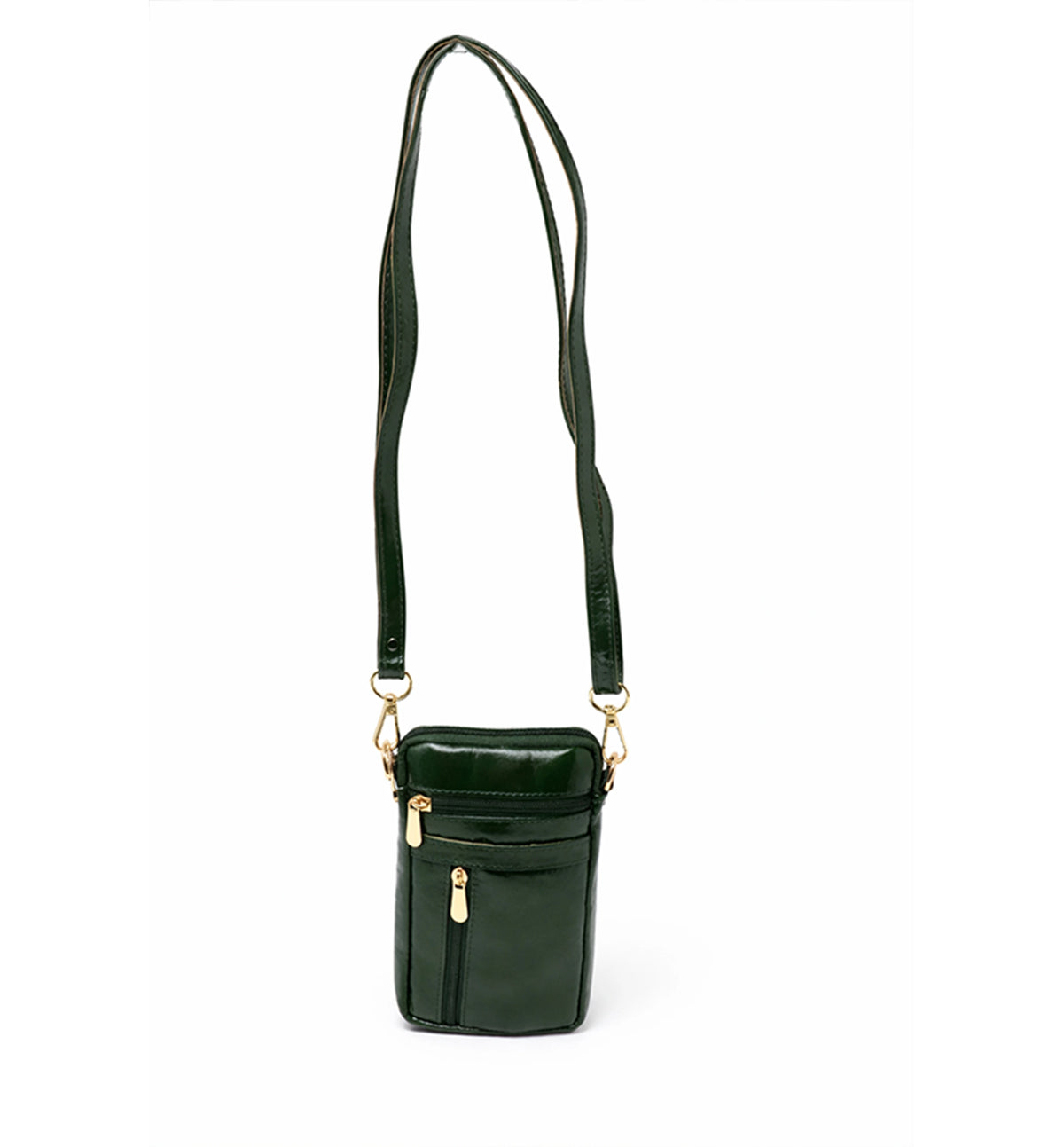 Premium Handcrafted Sheep Leather Multi-Zip Mini Sling Bag – Olive Green