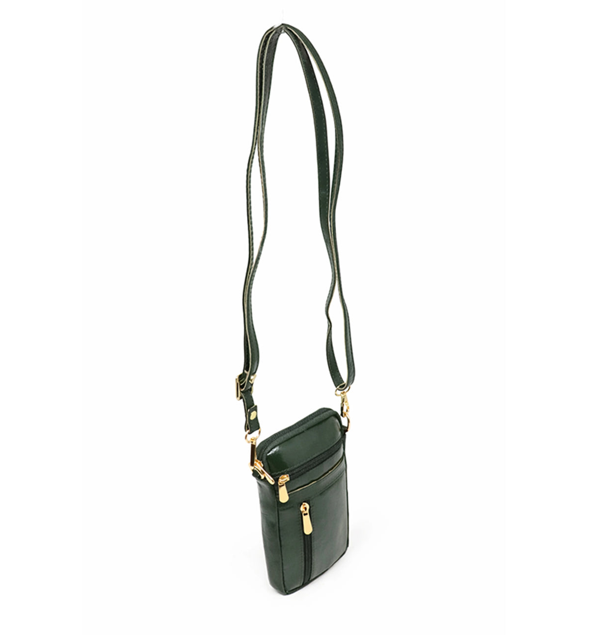 Premium Handcrafted Sheep Leather Multi-Zip Mini Sling Bag – Olive Green