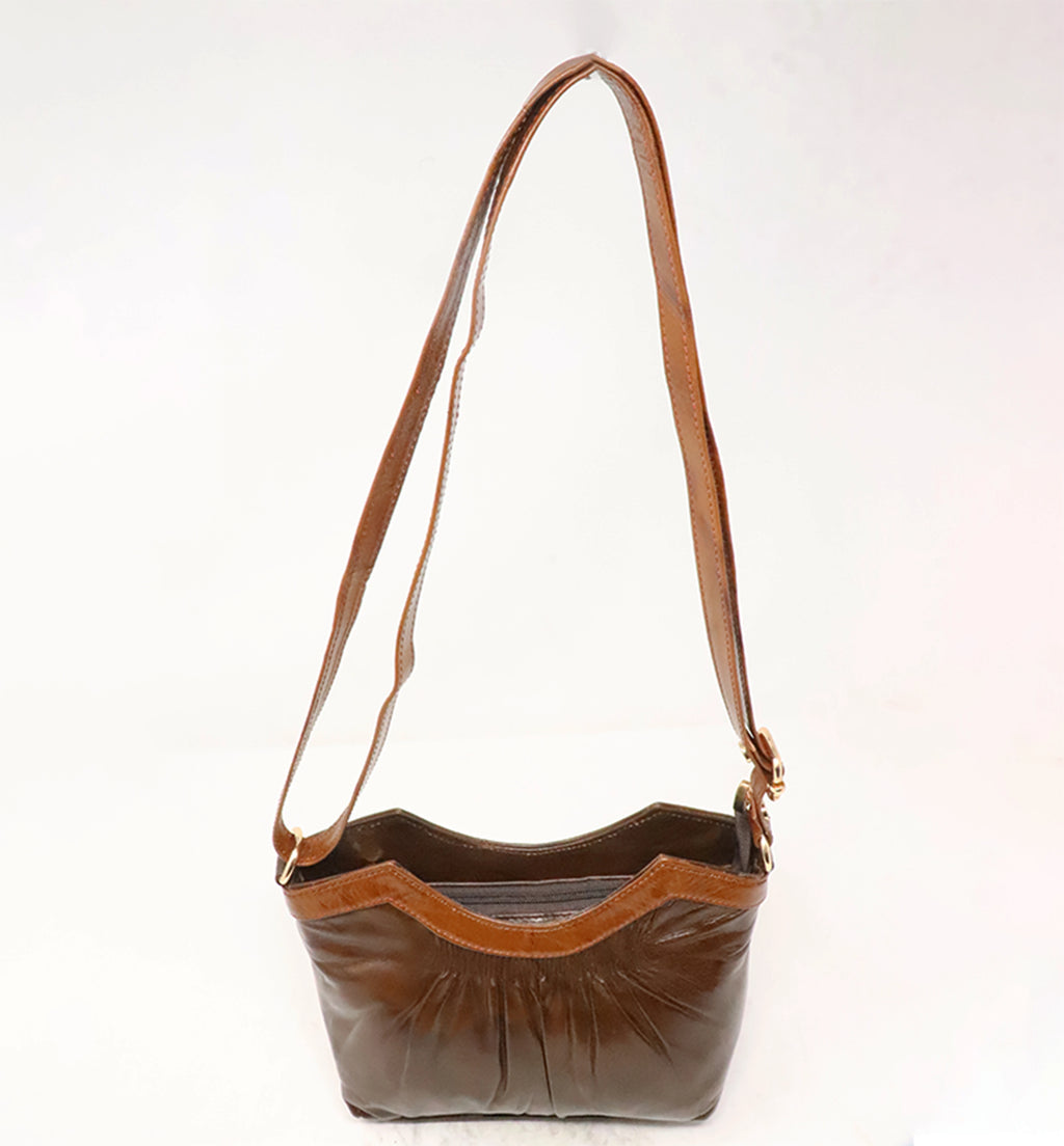 Premium Handcrafted Sheep Leather Sling Shoulder Bag – Brown