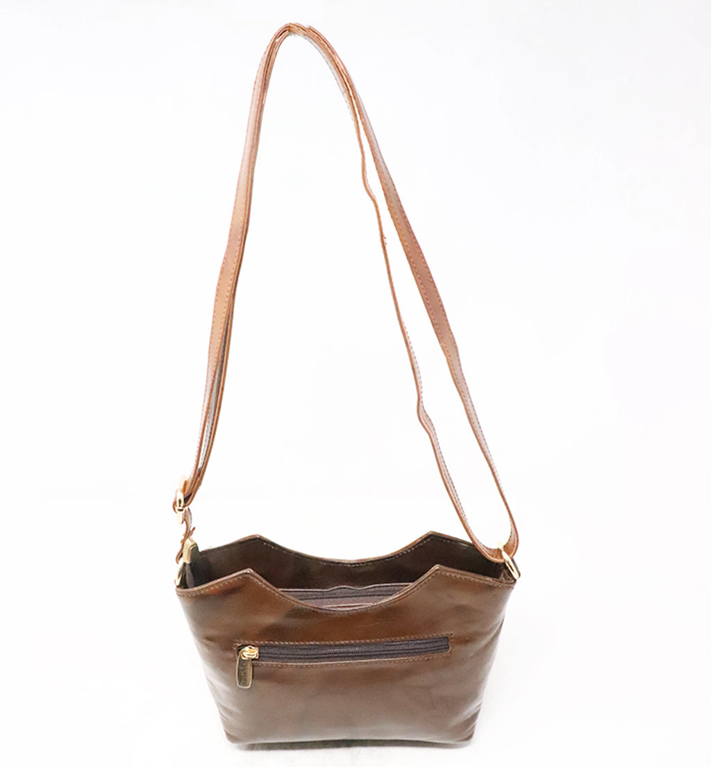 Premium Handcrafted Sheep Leather Sling Shoulder Bag – Brown
