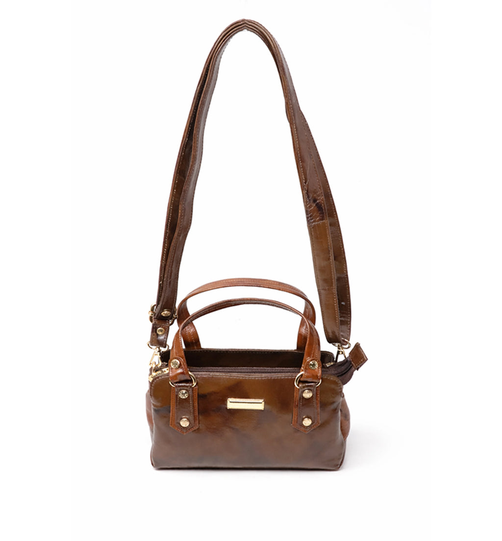 Premium Handcrafted Sheep Leather Crossbody Handbag – Classic Brown