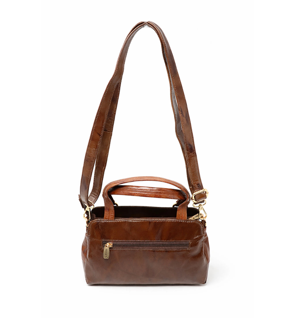 Premium Handcrafted Sheep Leather Crossbody Handbag – Classic Brown