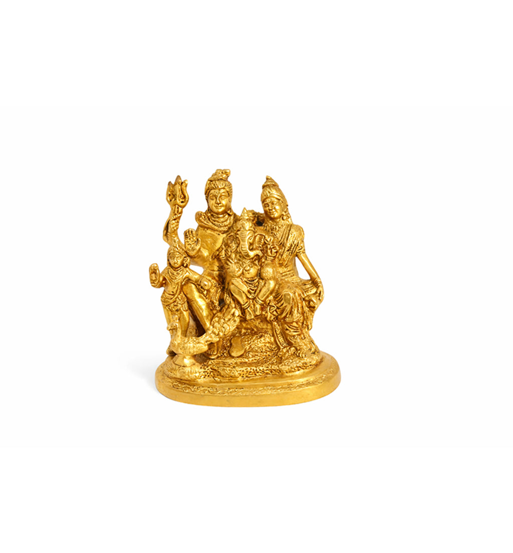 Handcrafted Brass Shiv Parivar Idol – Gold Finish