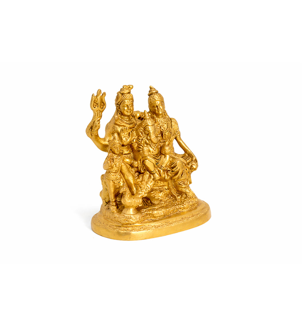 Handcrafted Brass Shiv Parivar Idol – Gold Finish