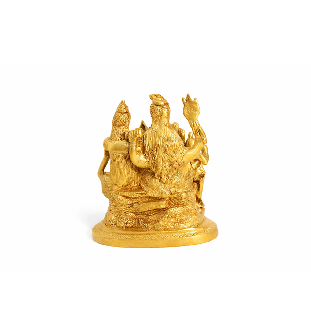 Handcrafted Brass Shiv Parivar Idol – Gold Finish