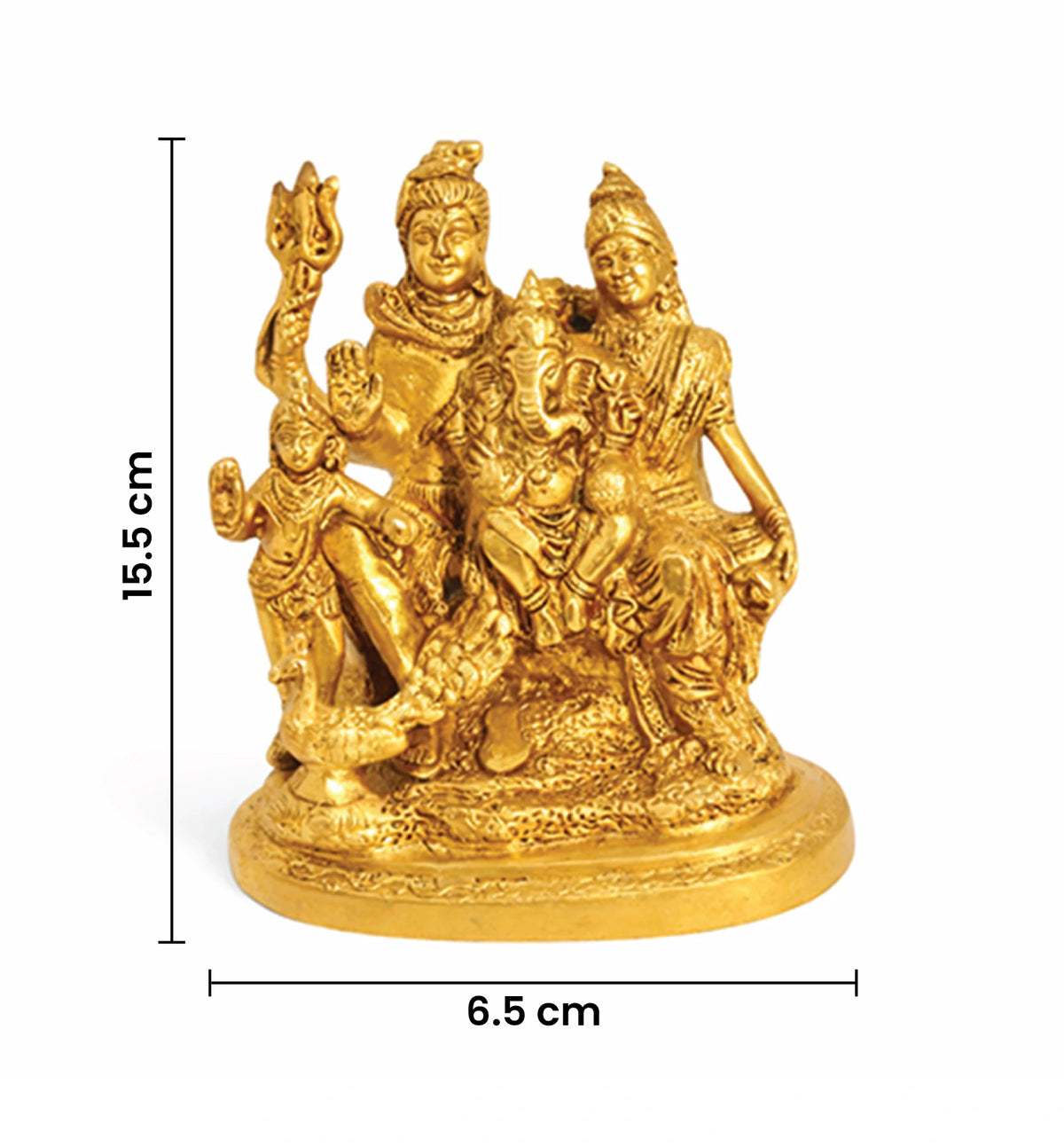 Handcrafted Brass Shiv Parivar Idol – Gold Finish