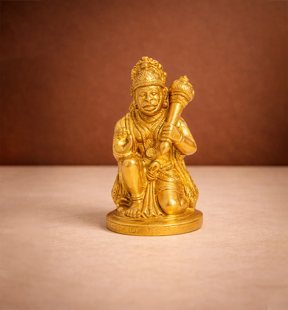 Handcrafted Brass Lord Hanuman Idol – Gold Finish