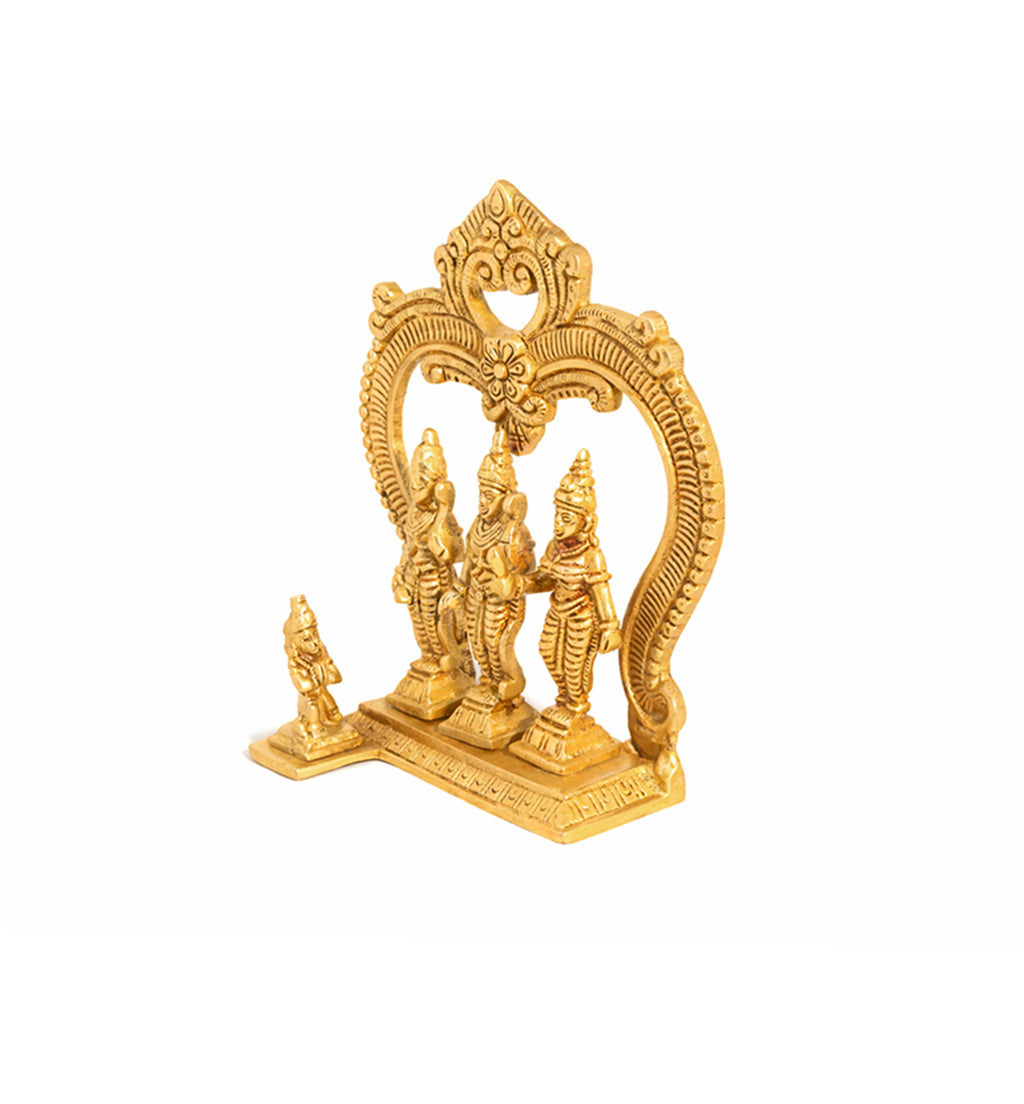 Handcrafted Brass Ram Darbar Idol with Ornamental Arch – Gold Finish