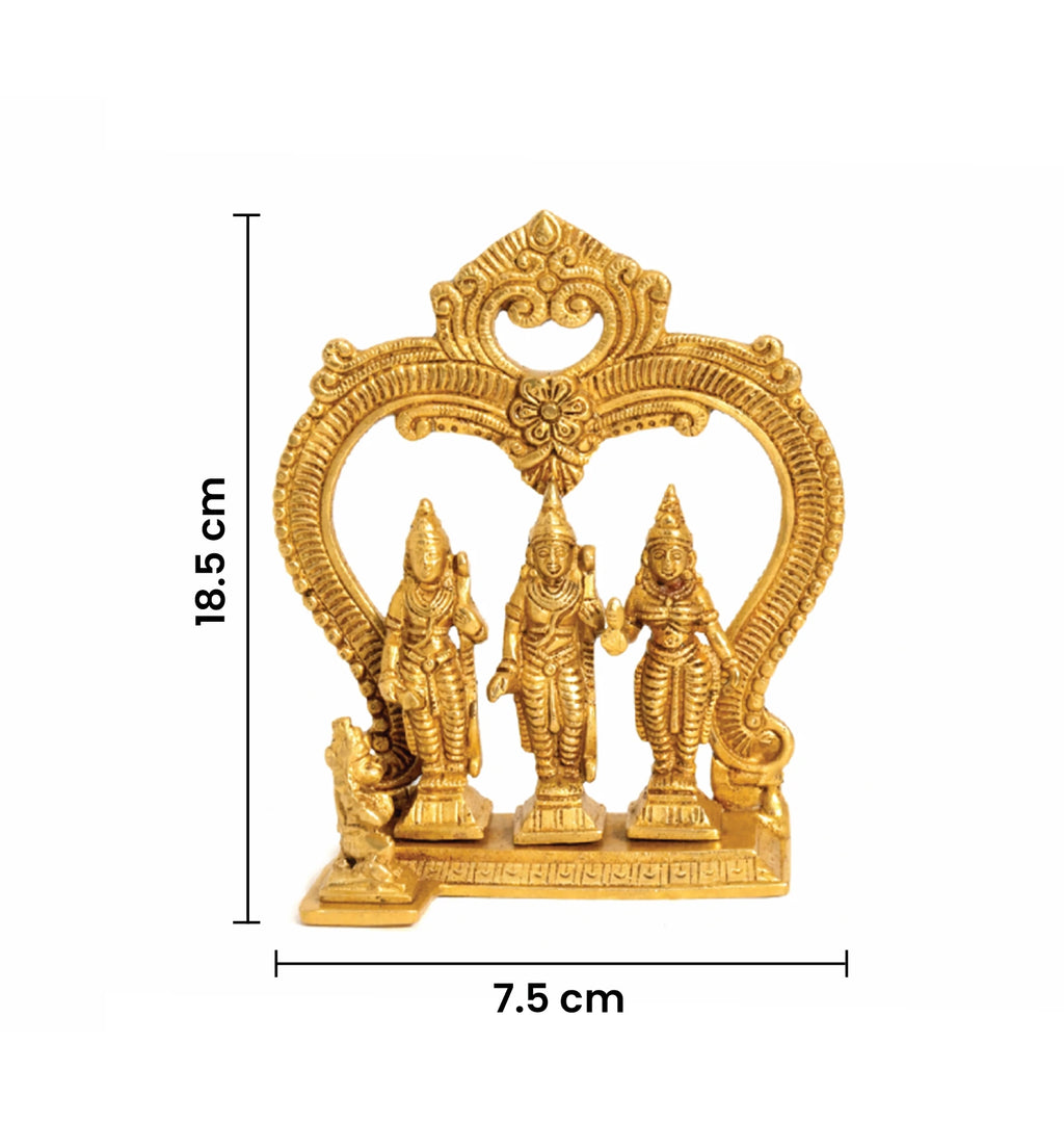 Handcrafted Brass Ram Darbar Idol with Ornamental Arch – Gold Finish