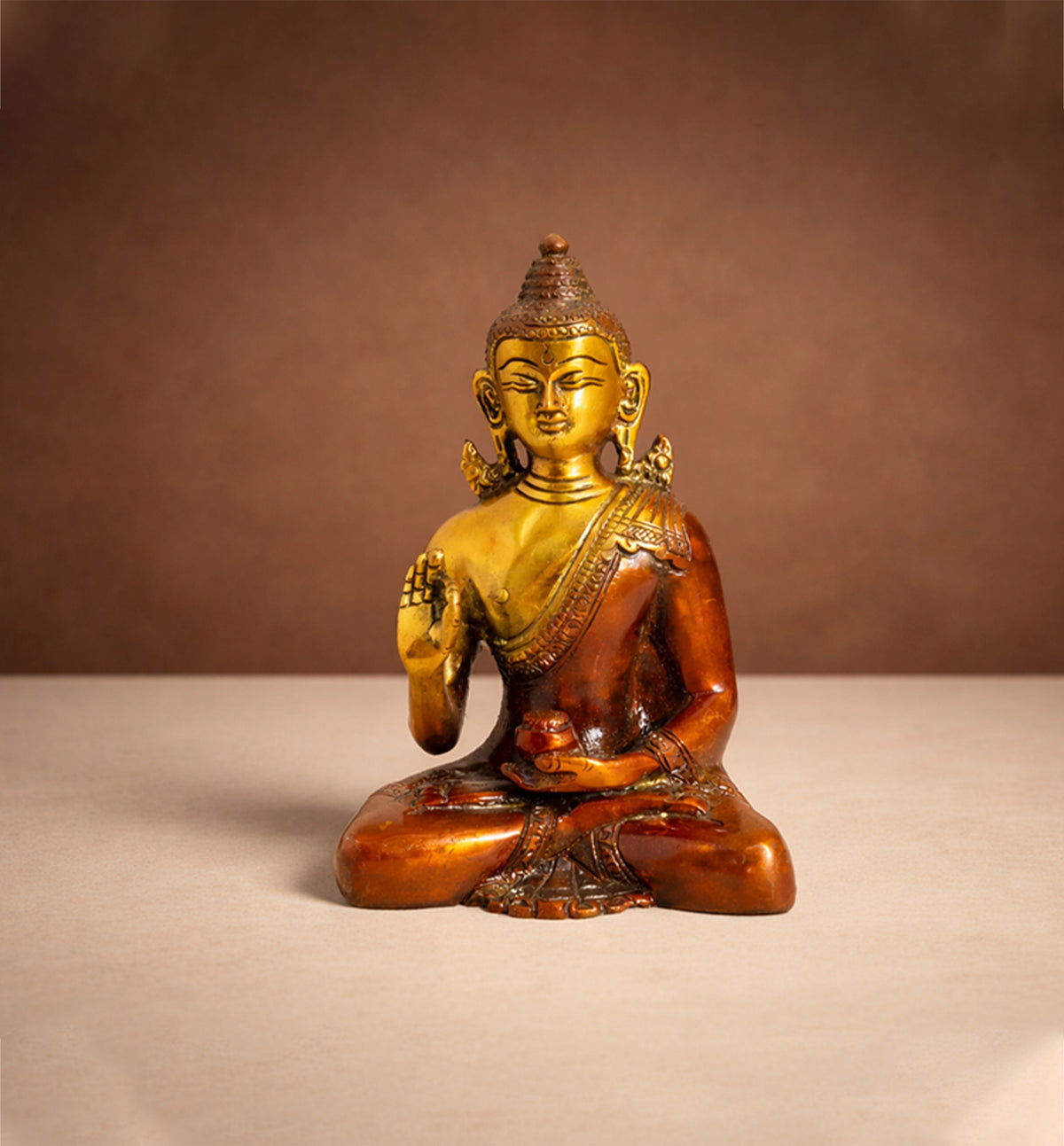 Handcrafted Brass Buddha Statue – Dual Tone Antique Finish