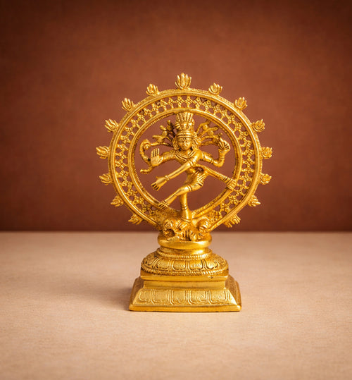 Handcrafted Brass Nataraja Idol – Gold Finish