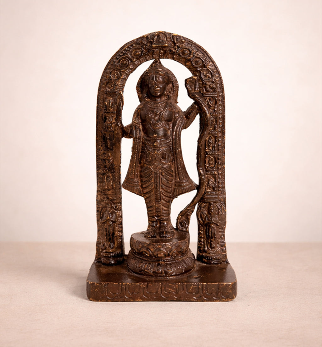 Handcrafted Bell Metal Lord Ram Idol – Dark Antique Finish