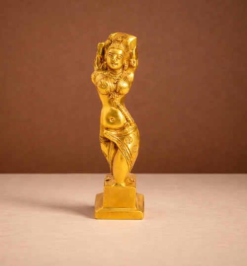 Handcrafted Brass Shalabhanjika Figurine – Gold Finish