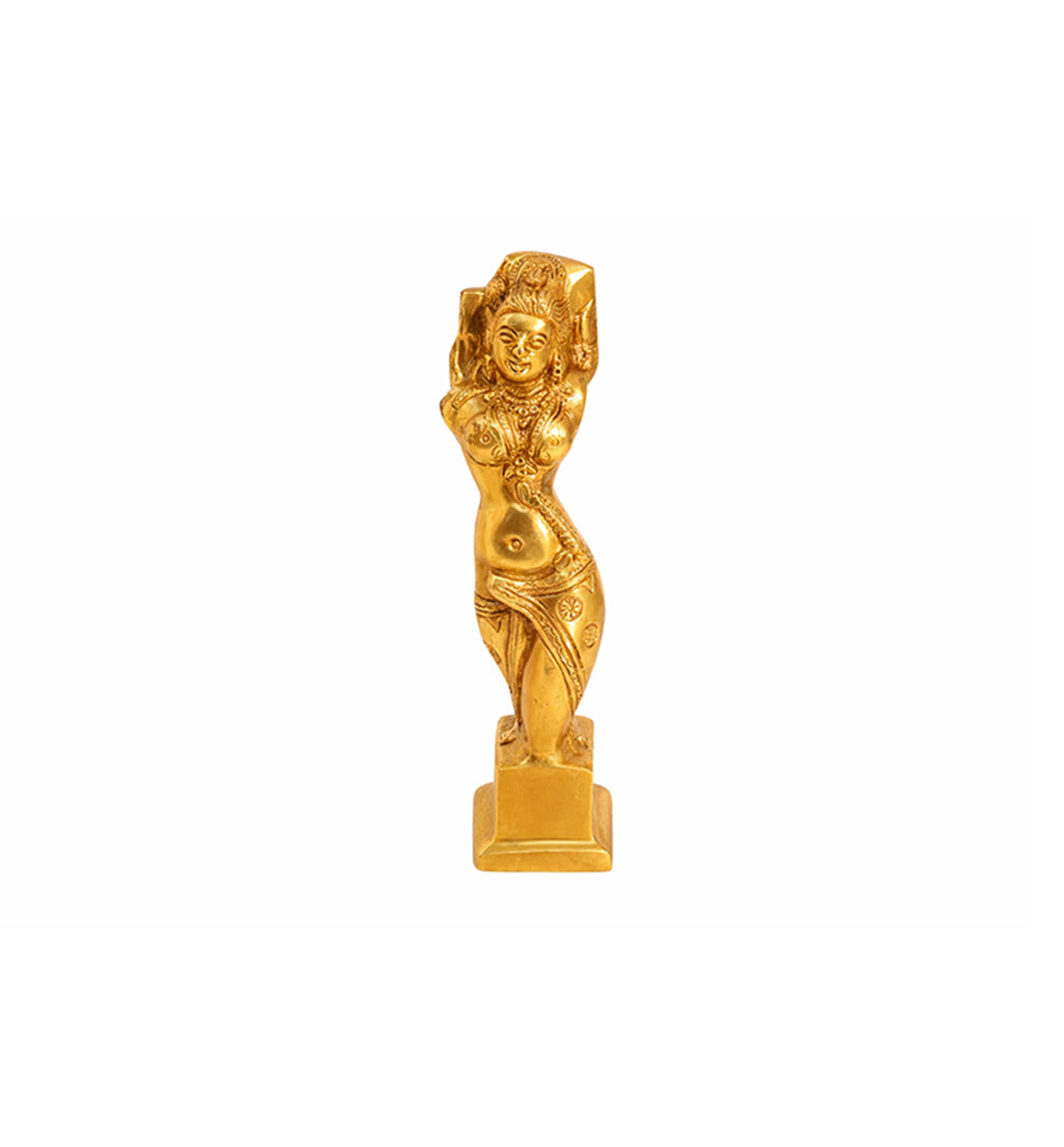 Handcrafted Brass Shalabhanjika Figurine – Gold Finish