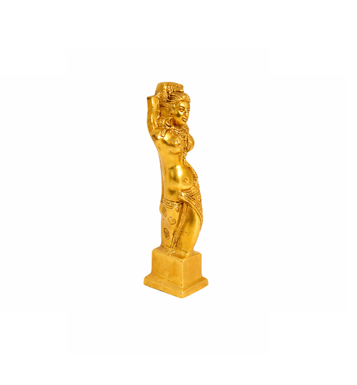 Handcrafted Brass Shalabhanjika Figurine – Gold Finish