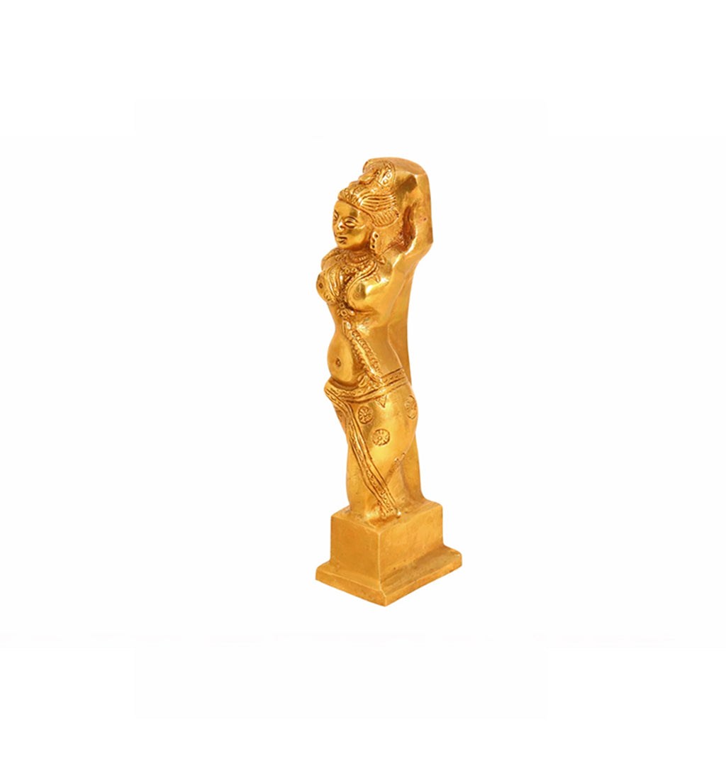 Handcrafted Brass Shalabhanjika Figurine – Gold Finish
