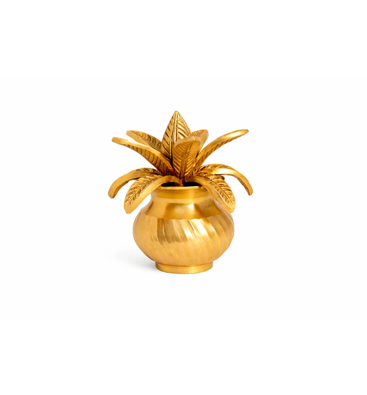 Handcrafted Brass Kalash with Betel Leaf Lid – Gold Finish