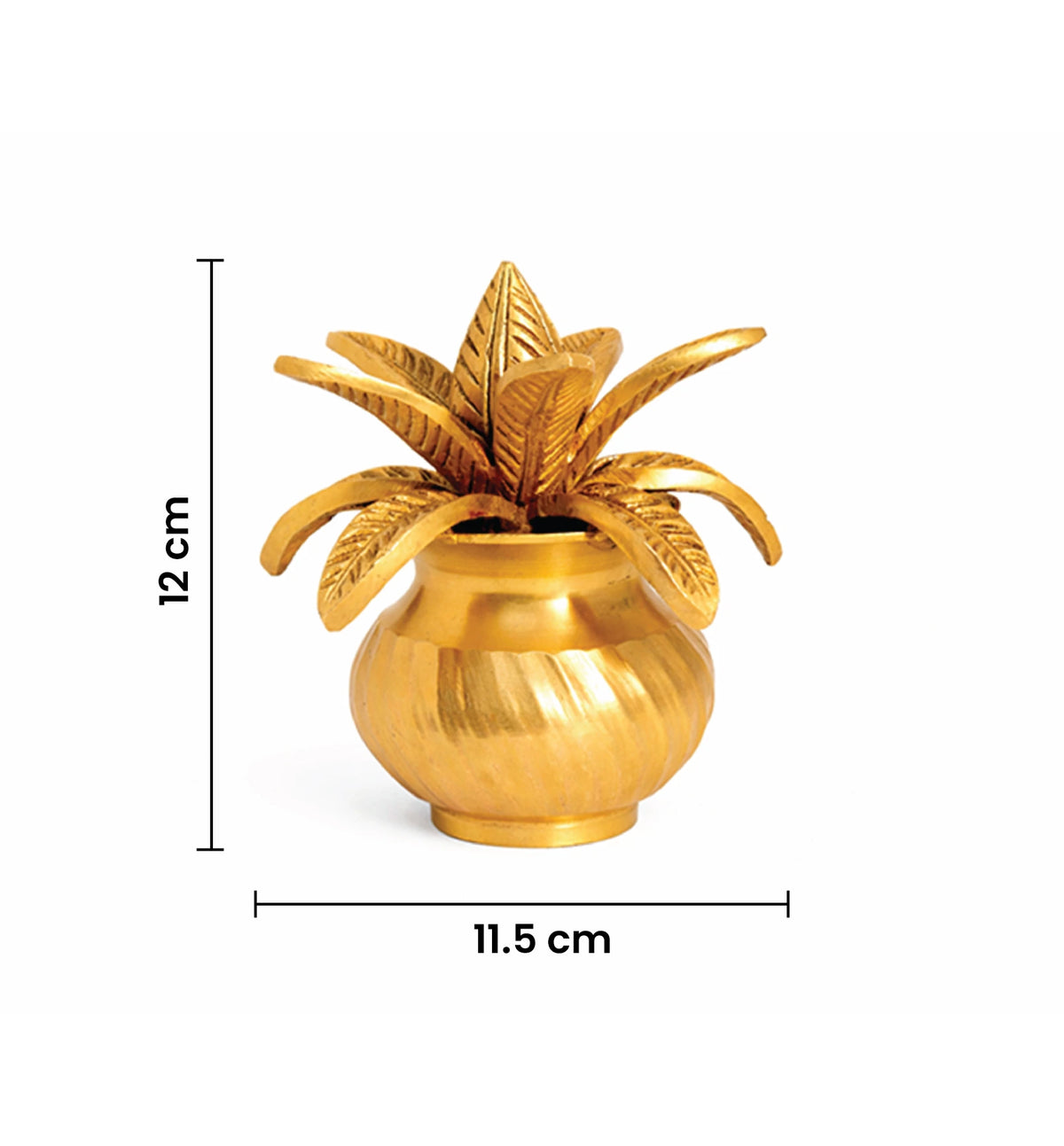 Handcrafted Brass Kalash with Betel Leaf Lid – Gold Finish