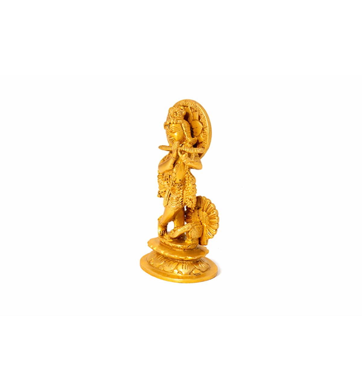 Handcrafted Brass Lord Krishna (Venugopal) Idol – Gold Finish
