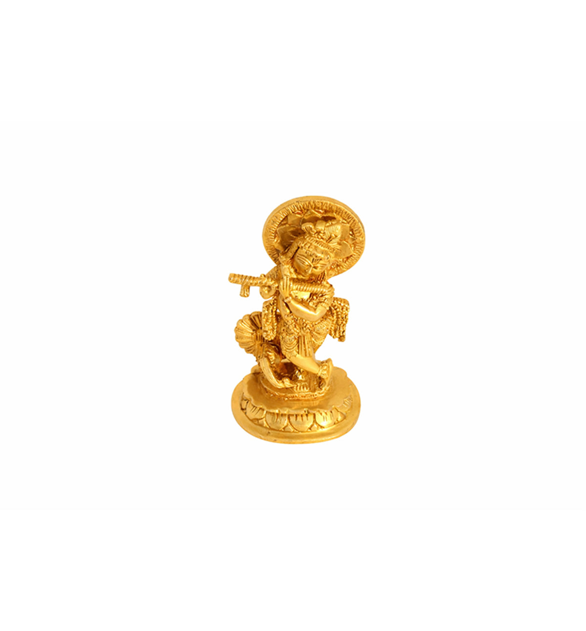 Handcrafted Brass Lord Krishna (Venugopal) Idol – Gold Finish