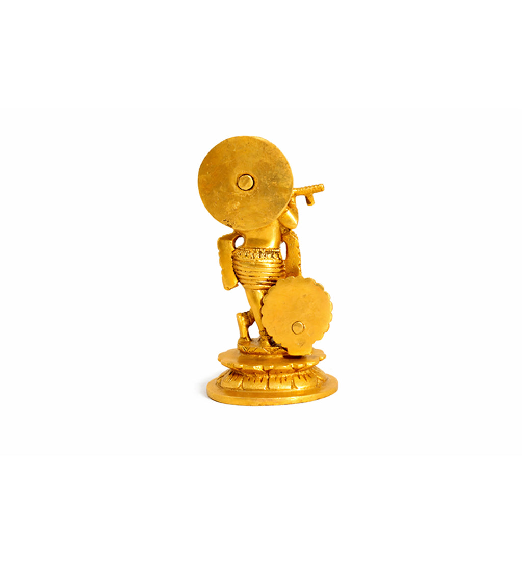 Handcrafted Brass Lord Krishna (Venugopal) Idol – Gold Finish