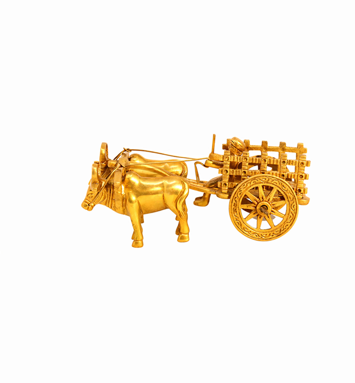 Handcrafted Bell Metal Open Bullock Cart – Traditional Village Transport Sculpture