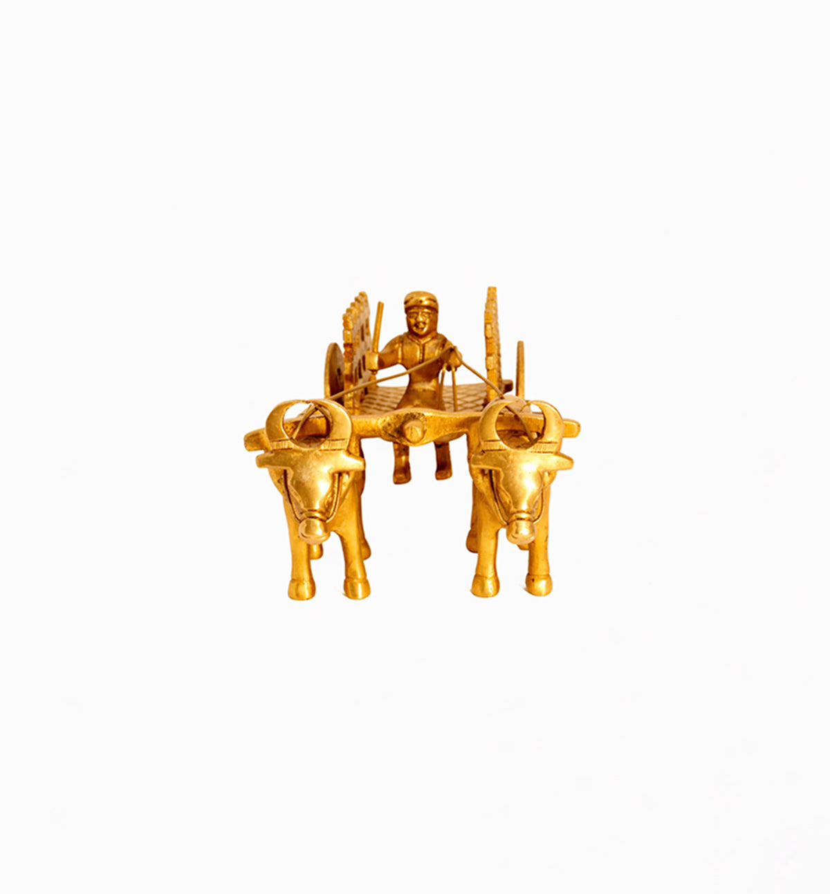 Handcrafted Bell Metal Open Bullock Cart – Traditional Village Transport Sculpture