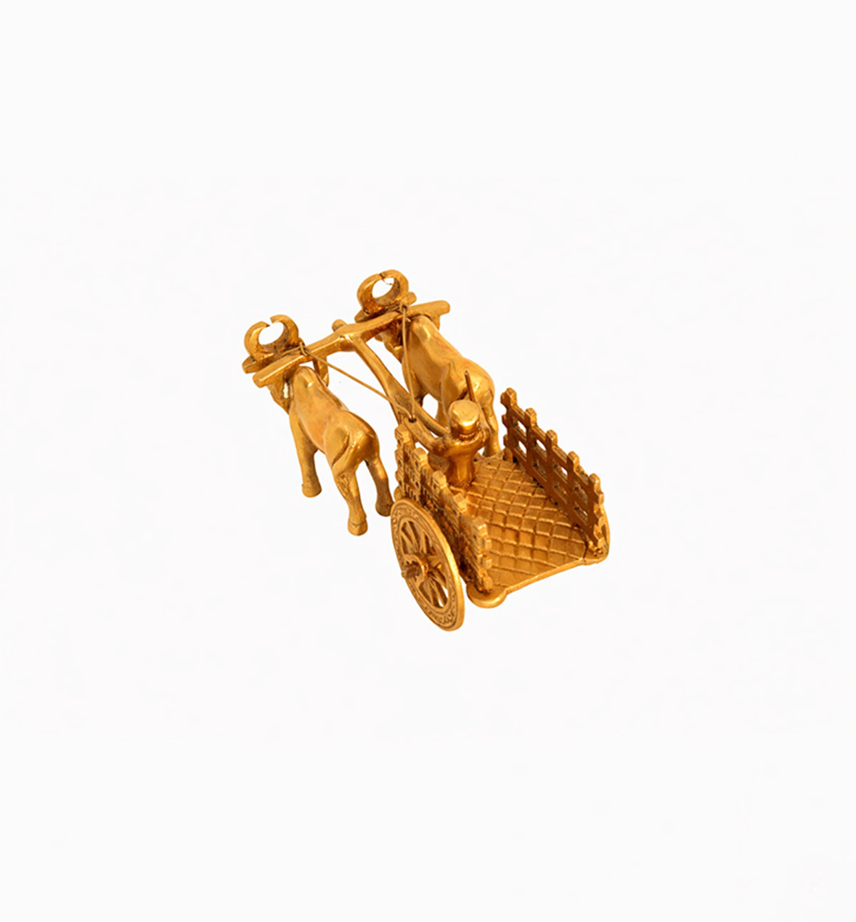 Handcrafted Bell Metal Open Bullock Cart – Traditional Village Transport Sculpture