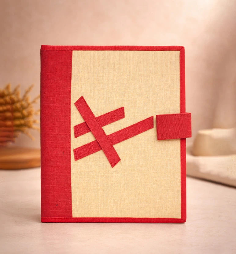 Handcrafted Jute File Folder – color and geametric print